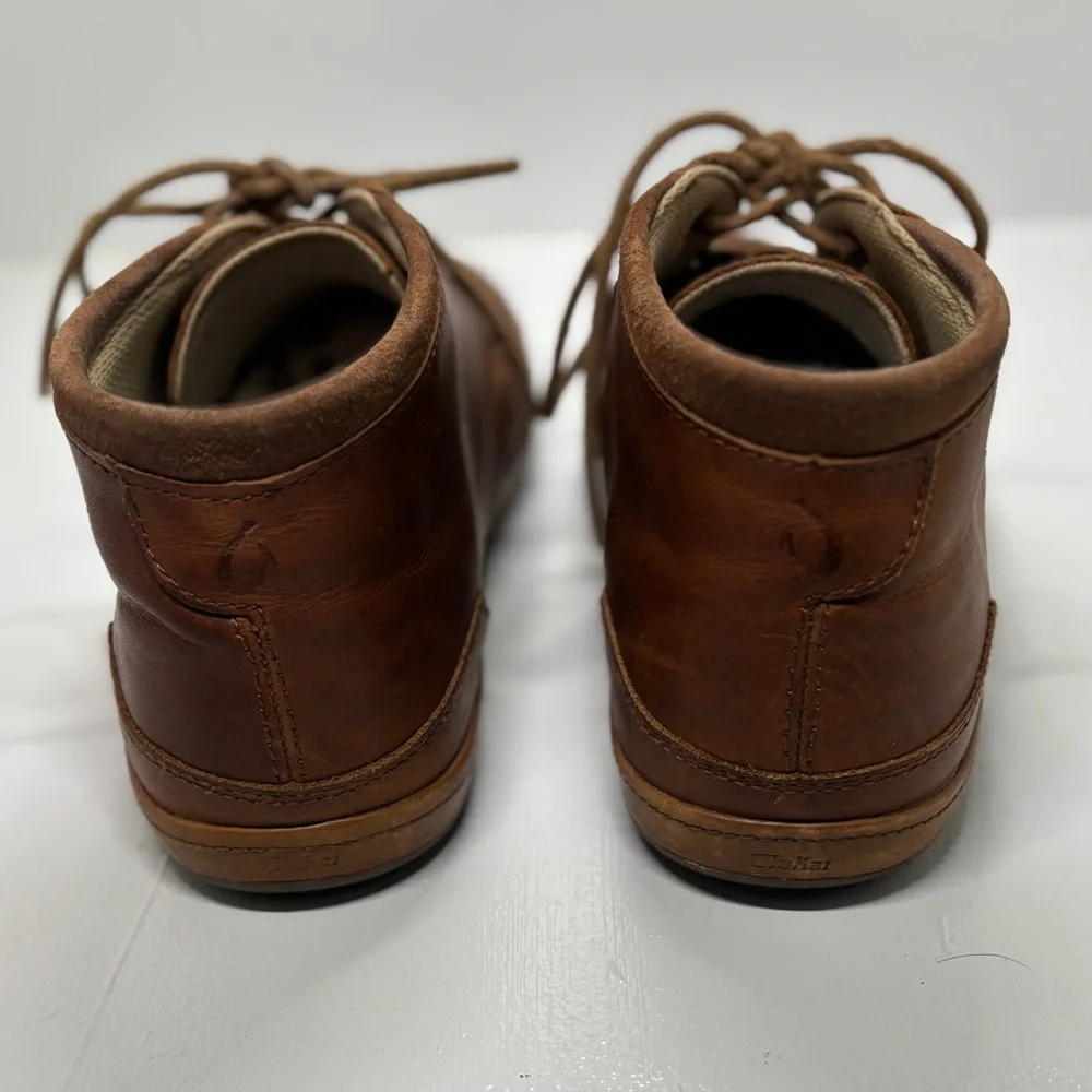 OluKai Brown Leather Chukka Boots Men’s 11 Lace Up Casual Comfort Shoes